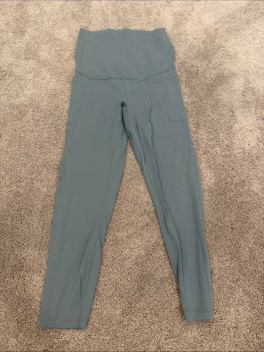 CRZ YOGA Maternity High-Waist Seam Leggings - Slate Blue Green